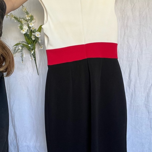 Liz Claiborne Cream Red Sheath Midi Dress - Picture 2 of 5